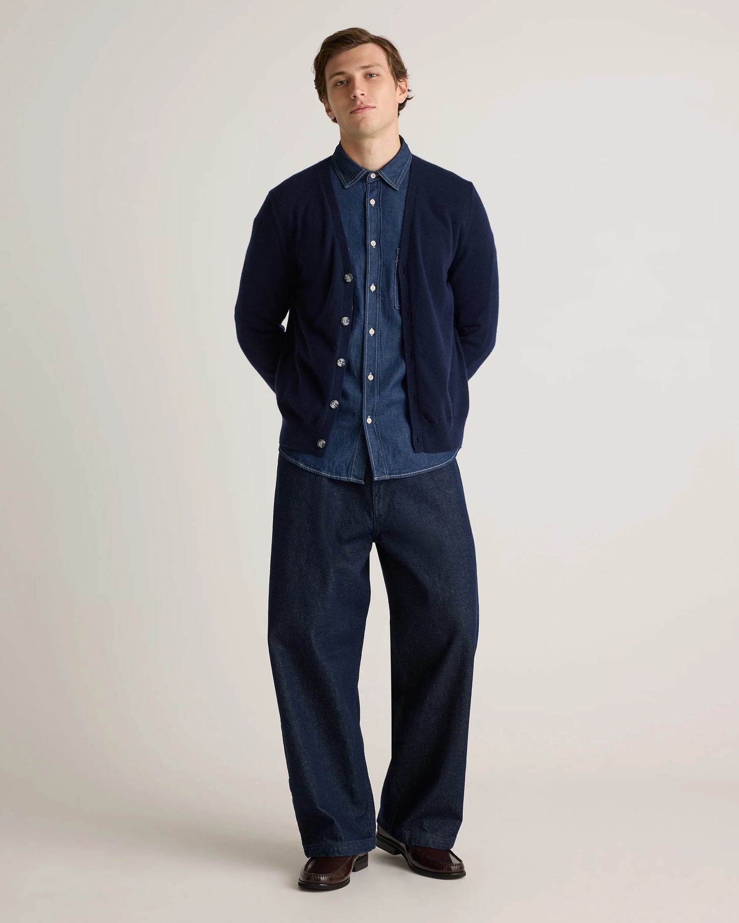 Mongolian Cashmere Cardigan Sweater - S / True Navy
