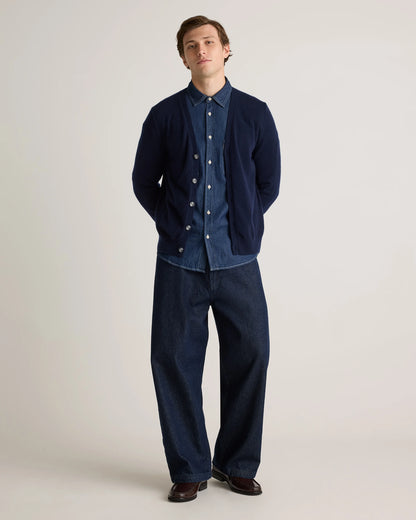 Mongolian Cashmere Cardigan Sweater - S / True Navy