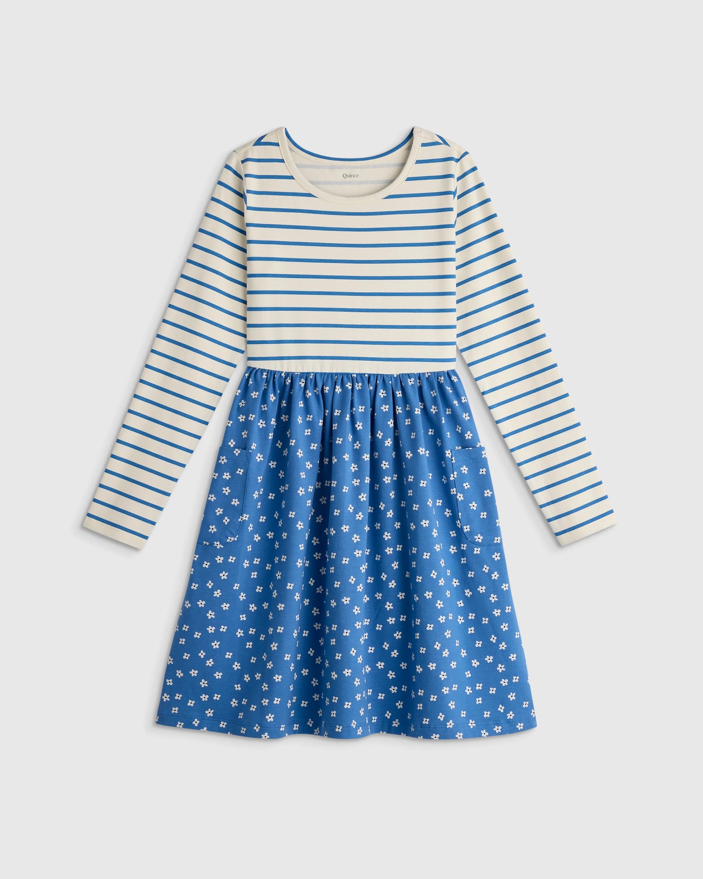 Organic Cotton Long Sleeve Fit and Flare Pocket Dress - 6 / Purple Poppy Garden