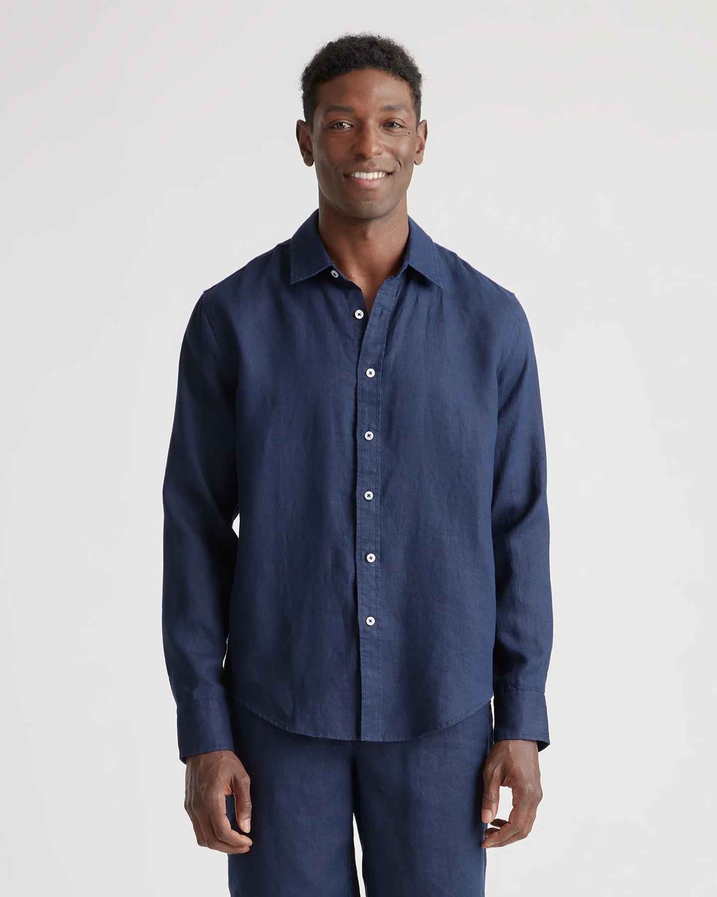 100% European Linen Relaxed Long Sleeve Shirt - XS / Flax