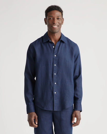 100% European Linen Relaxed Long Sleeve Shirt - XS / Flax