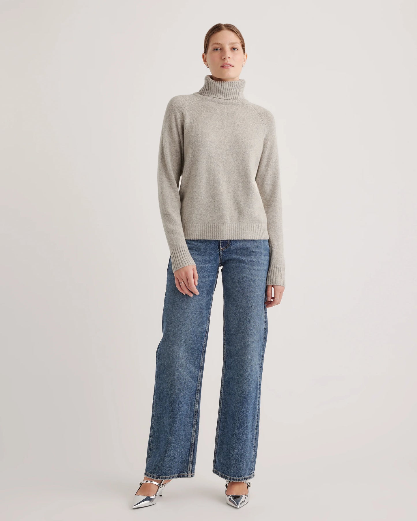 100% Yak Wool Turtleneck Sweater - XS / Heather Brown