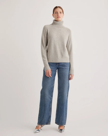 100% Yak Wool Turtleneck Sweater - XS / Heather Brown