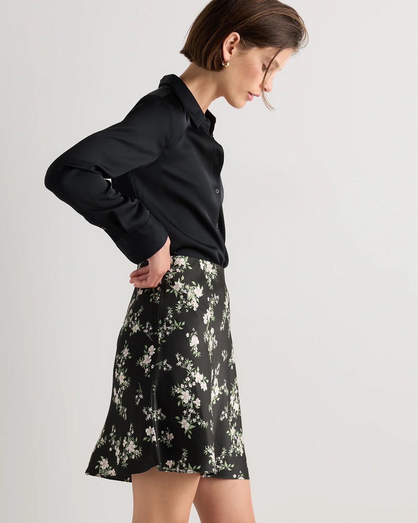 100% Washable Silk Mini Skirt - XS / Champagne