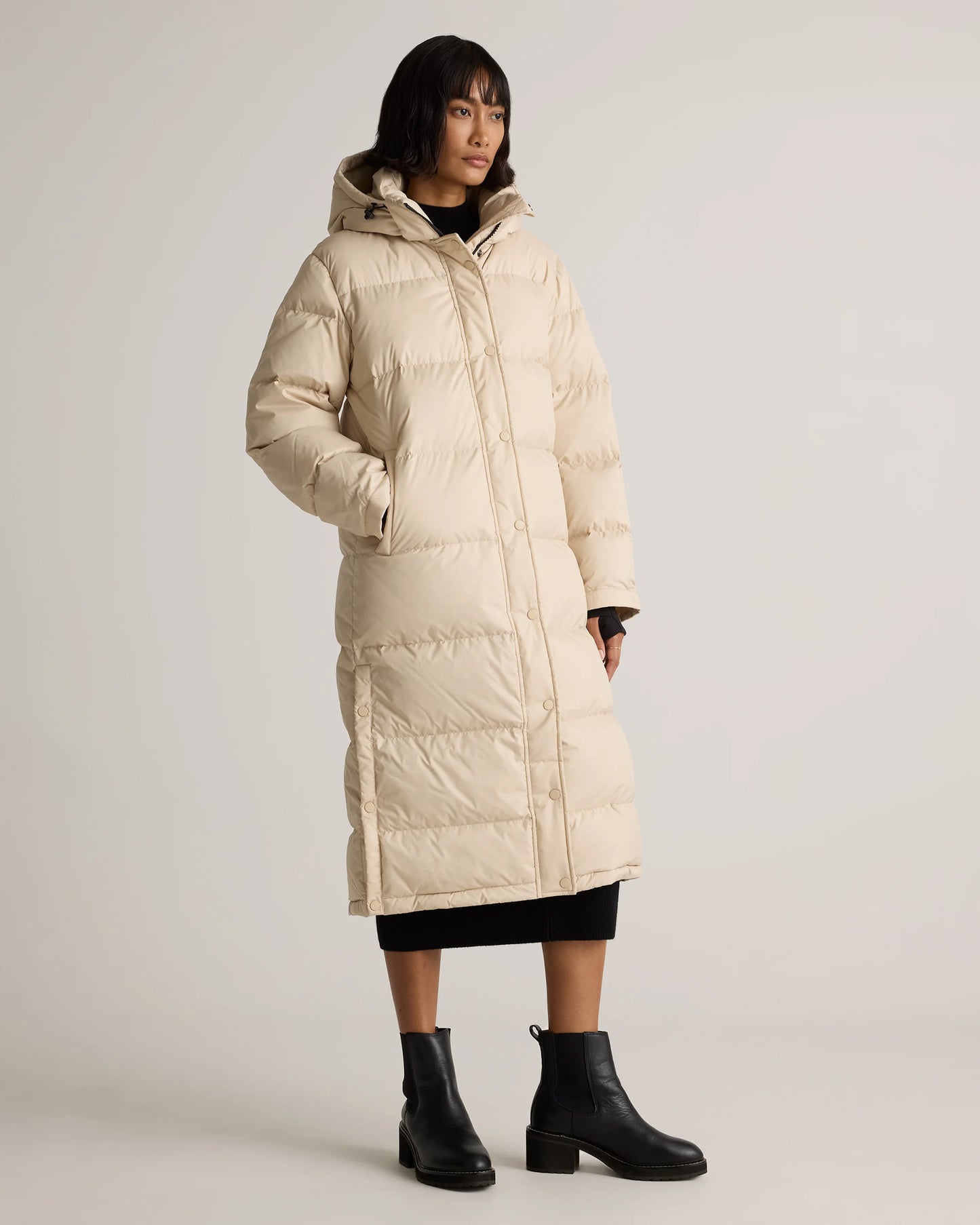 Responsible Down Long Puffer Jacket - XS / Black