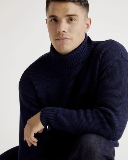 100% Organic Cotton Turtleneck Sweater - S / Charcoal