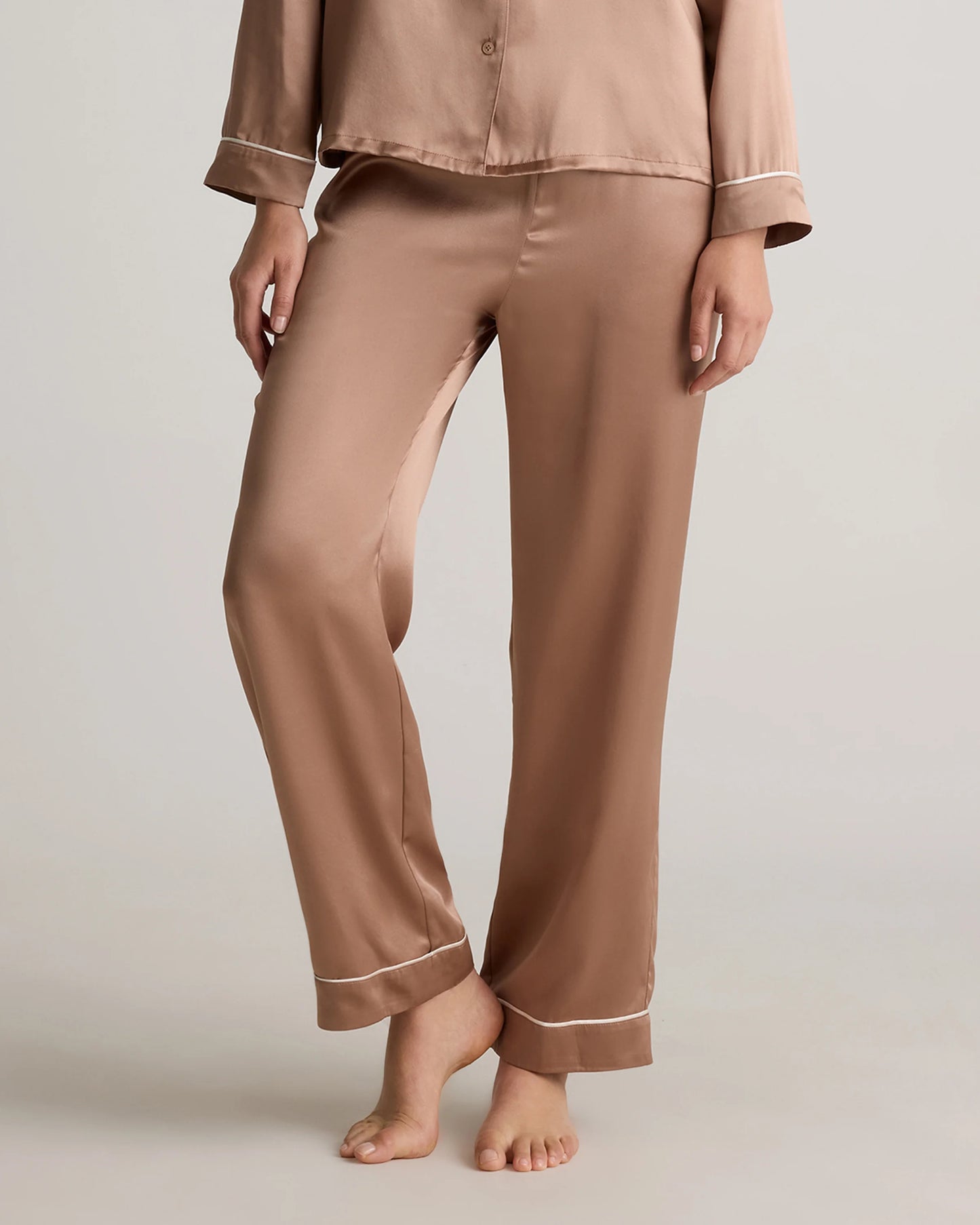 100% Washable Silk Satin Pajama Pant - XS / Toasted Almond