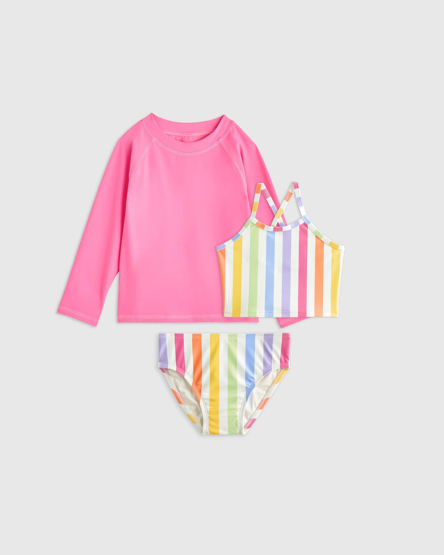 Tankini and Long Sleeve Raglan Rash Guard Set - 2T / Soft Ditsy Floral