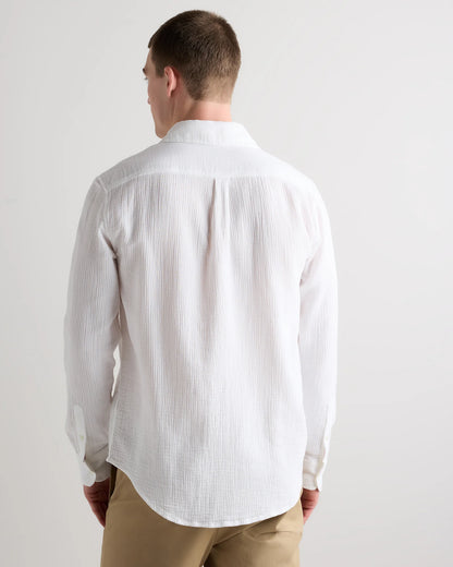 100% Organic Cotton Gauze Long Sleeve Shirt - S / White