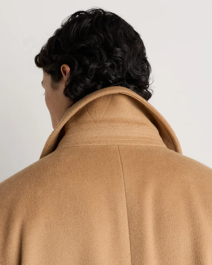 Wool Cashmere Double-Breasted Officer Topcoat - S / Heather Charcoal