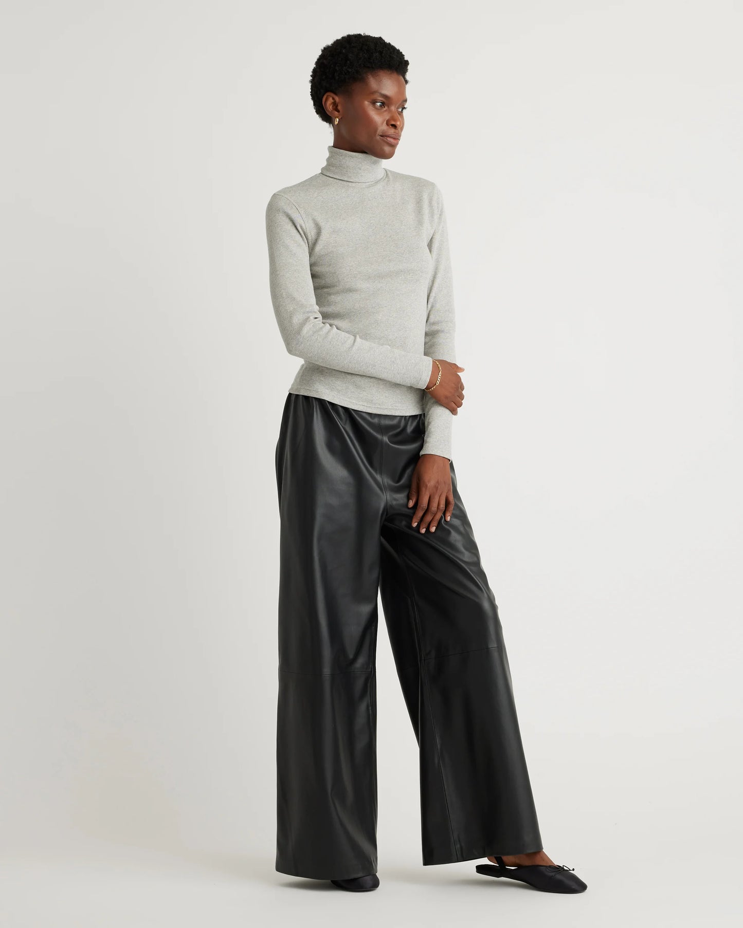 Organic Cotton Micro-Rib Turtleneck - XS / Taupe Brown