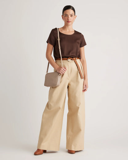Italian Leather Handwoven Crossbody - One Size / Cognac