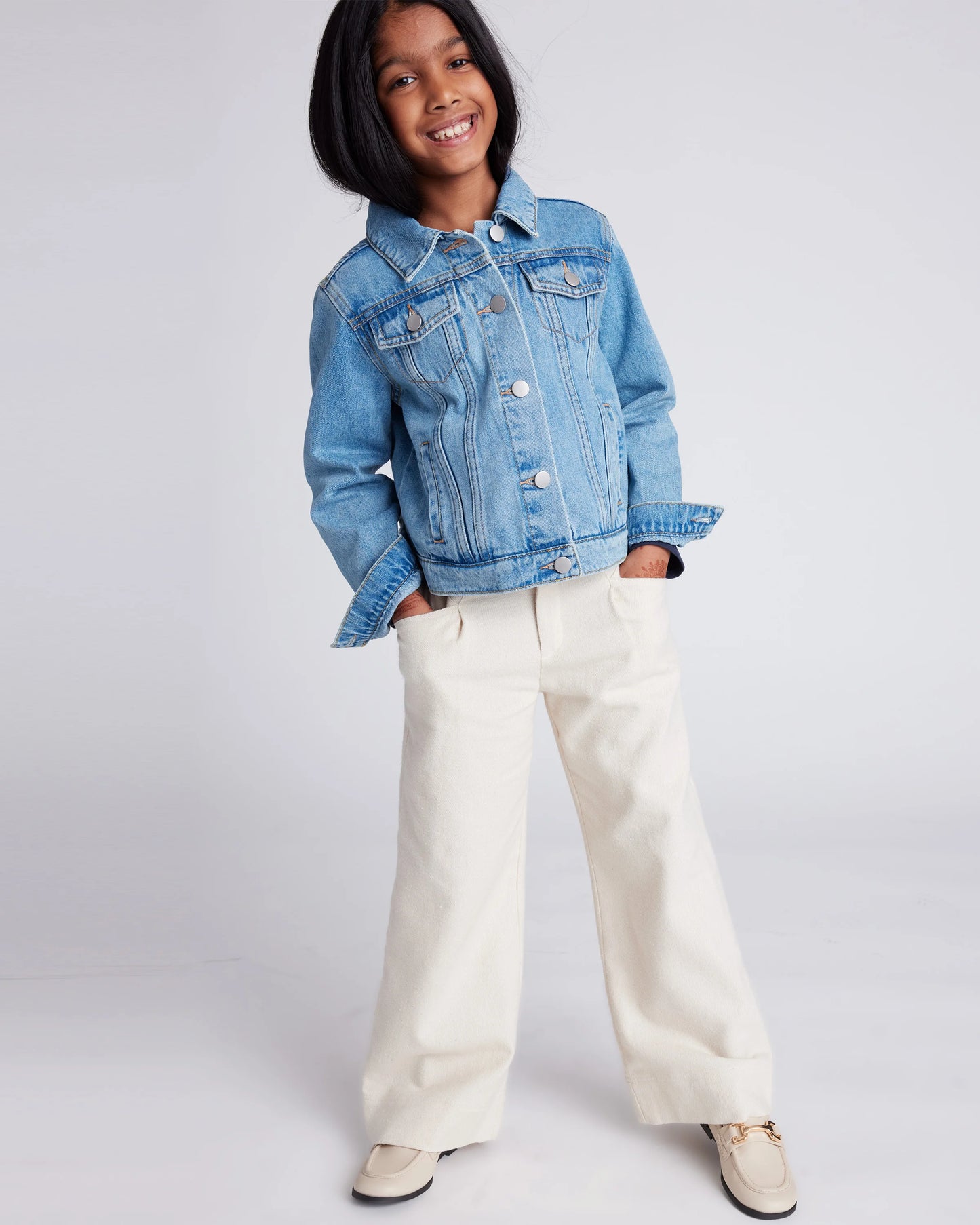 Girls 100% Organic Cotton Denim Jacket - 6 / Light Wash
