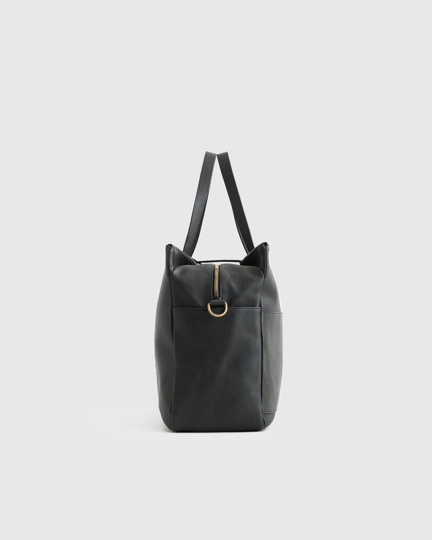 Italian Leather Triple Compartment Weekender - One Size / Black