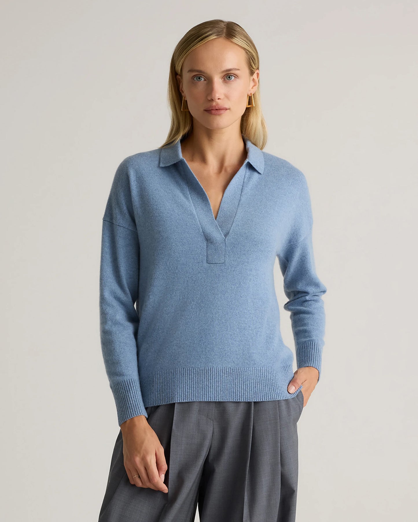 Mongolian Cashmere Polo Sweater - XS / Pale Custard Yellow