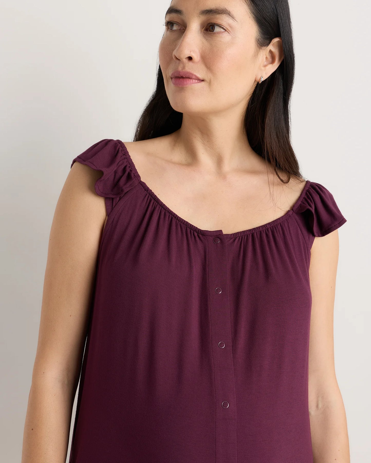 Bamboo Jersey Flutter Sleeve Labor and Delivery Gown - XS / Nocturnal Green