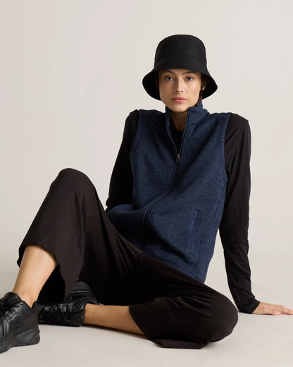 Sweater-Knit Fleece Full-Zip Vest - XS / Heather Mineral Green