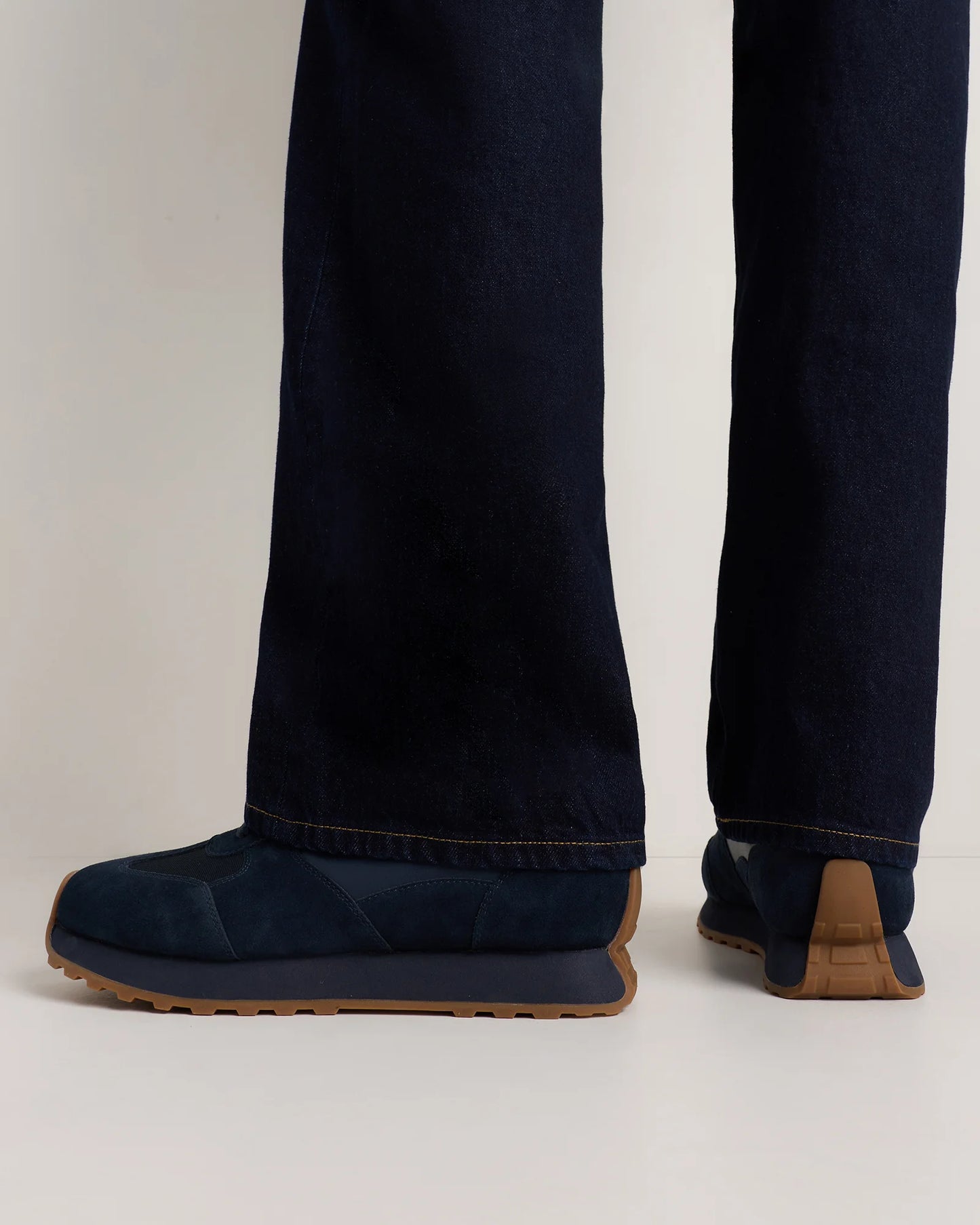 Italian Leather and Suede Retro Runner - 7 / Dark Navy