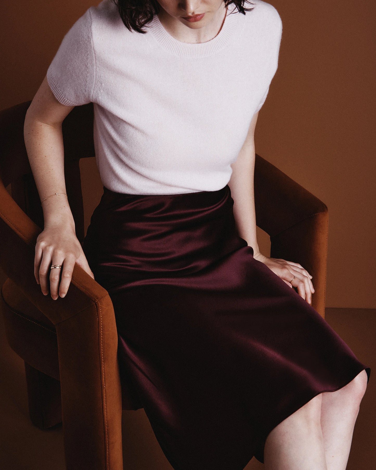 100% Washable Silk Skirt - XS / Champagne