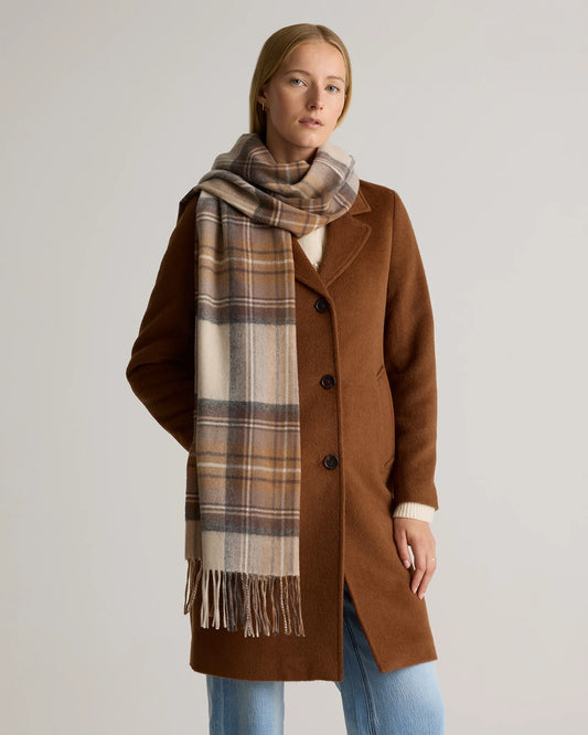 Mongolian Cashmere Tartan Scarf - One Size / Neutral Tartan