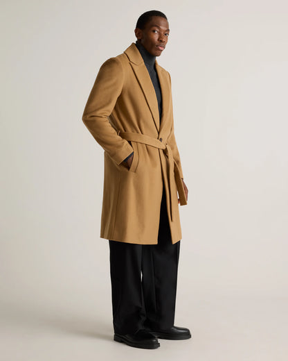 Italian Wool Belted Overcoat - S / Caramel