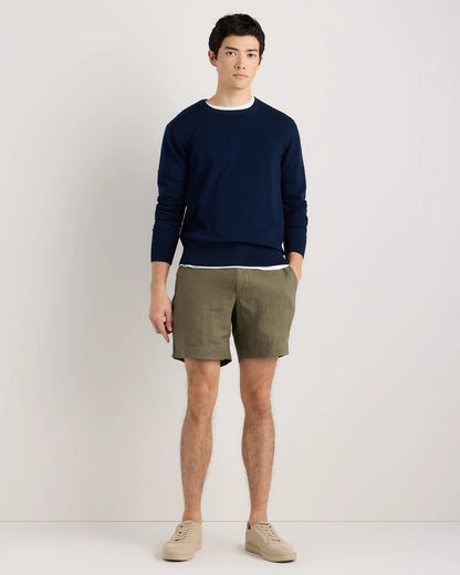 100% European Linen Trouser Shorts - 7" - S / Bayberry Olive