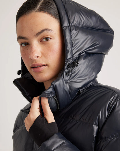 Responsible Down Cropped Puffer Jacket - XS / Shiny Black