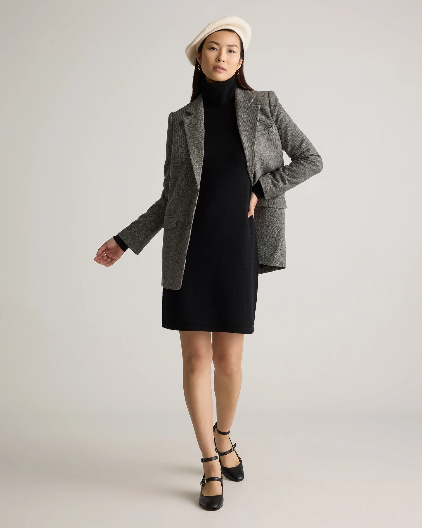 Mongolian Cashmere Turtleneck Sweater Dress - XS / Moss