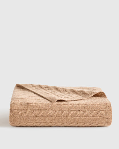 Mongolian Cashmere Cable Knit Baby Blanket - One Size / Teak