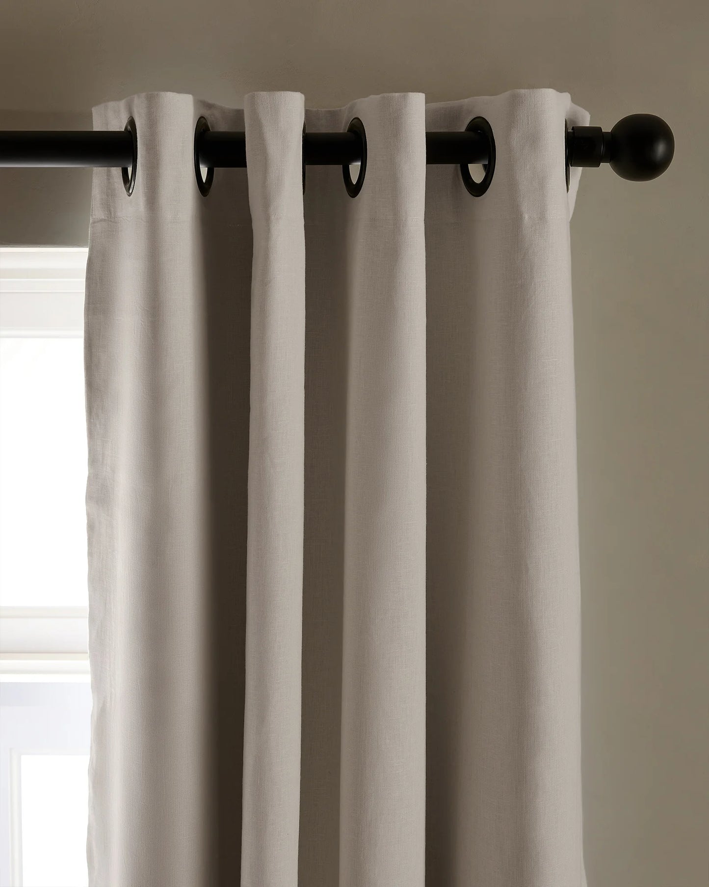 European Linen Grommet True Blackout Curtain - Single Panel - 48x84 / White