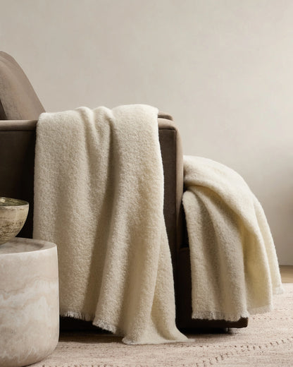 Alpaca Boucle Throw - 50x70 / Ivory