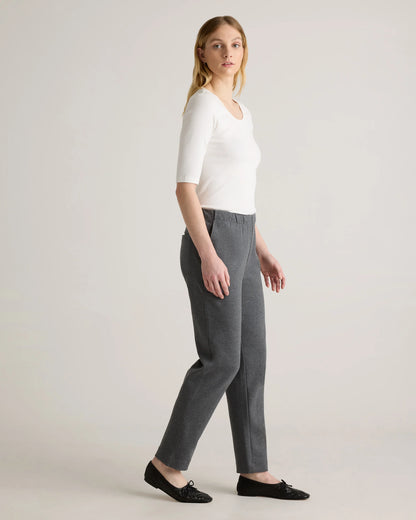 Organic Cotton Double Knit Straight Pants - XS / Soft Camel