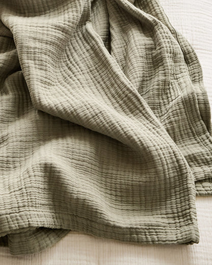 Organic Cotton Gauze Blanket - Full/Queen / Dried Sage