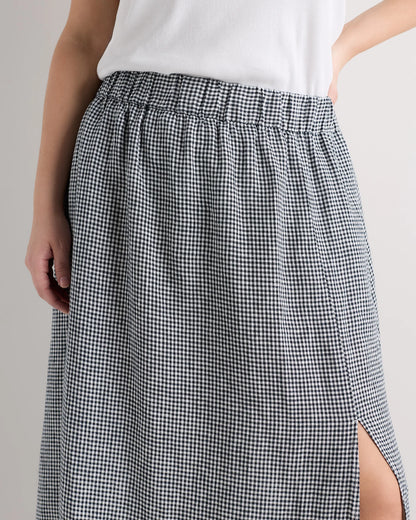 100% European Linen Maxi Skirt - 1X / Black