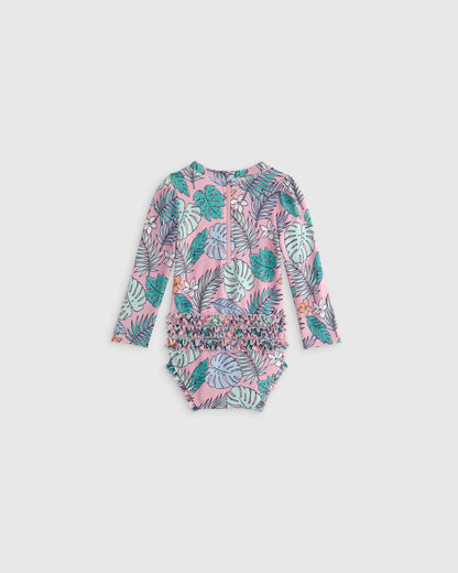 Long Sleeve Tie One-Piece Swimsuit - 0-3M / Soft Ditsy Floral