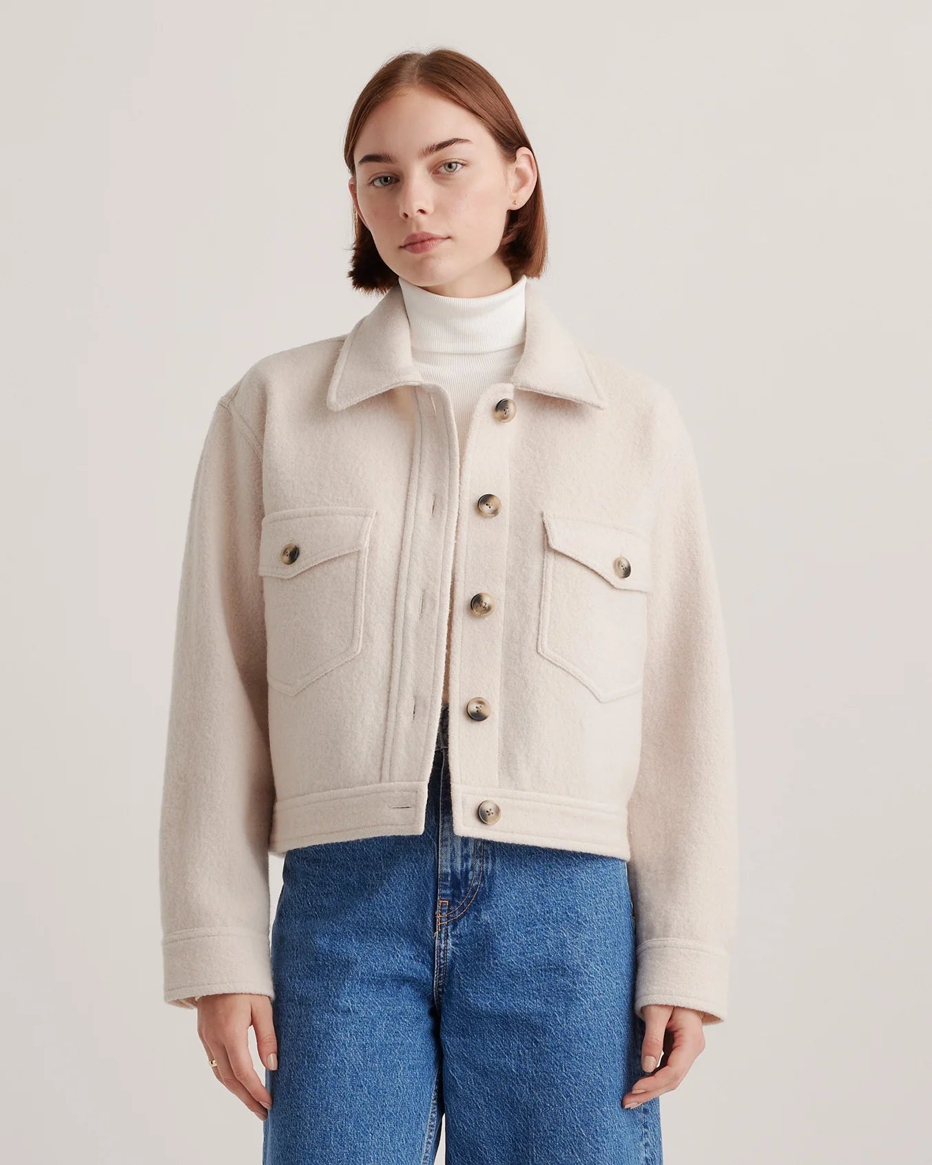 100% Merino Wool Cropped Shirt Jacket - XS / Mulled Wine