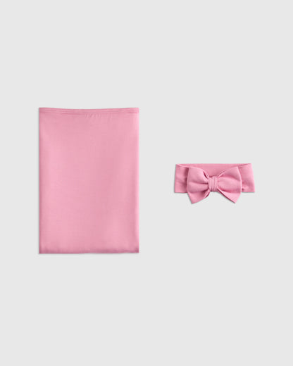Bamboo Swaddle & Bow Layette Set - One Size / Soft Ditsy Floral