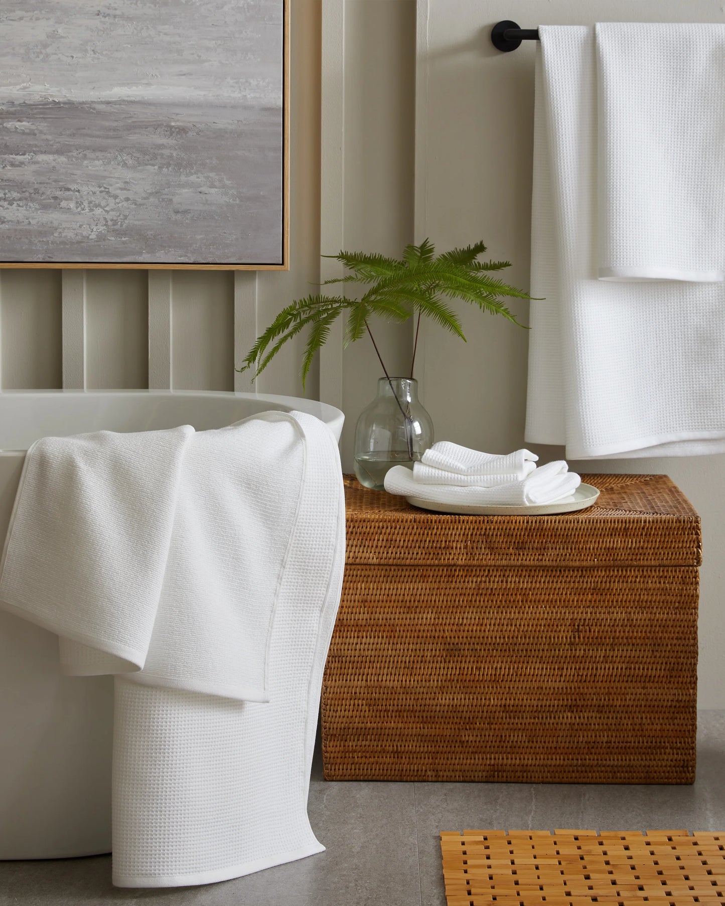 Turkish Waffle Terry Bath Towel Bundle - One Size / White