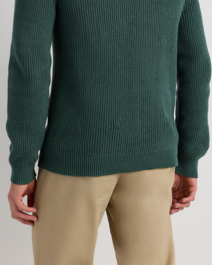 100% Organic Cotton Ribbed Crewneck Sweater - XS / Bahia Blue