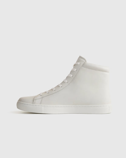 Italian Leather High Top Everyday Sneaker - 7 / White