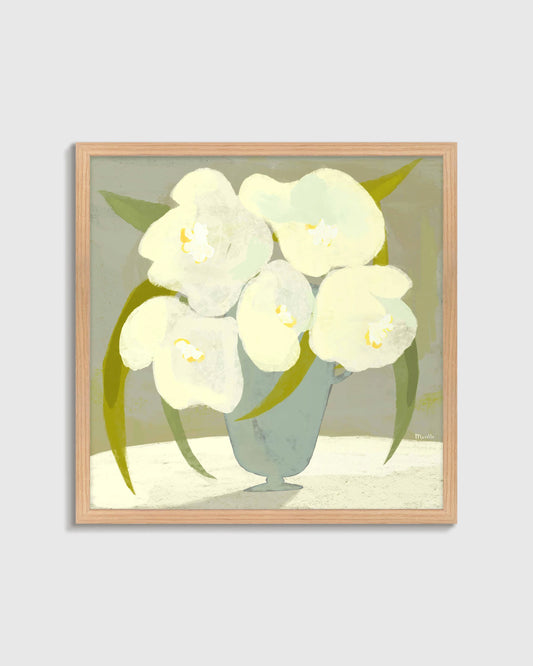 Vase with White Flowers by Marco Marella - 21.25"x21.25" / Oak