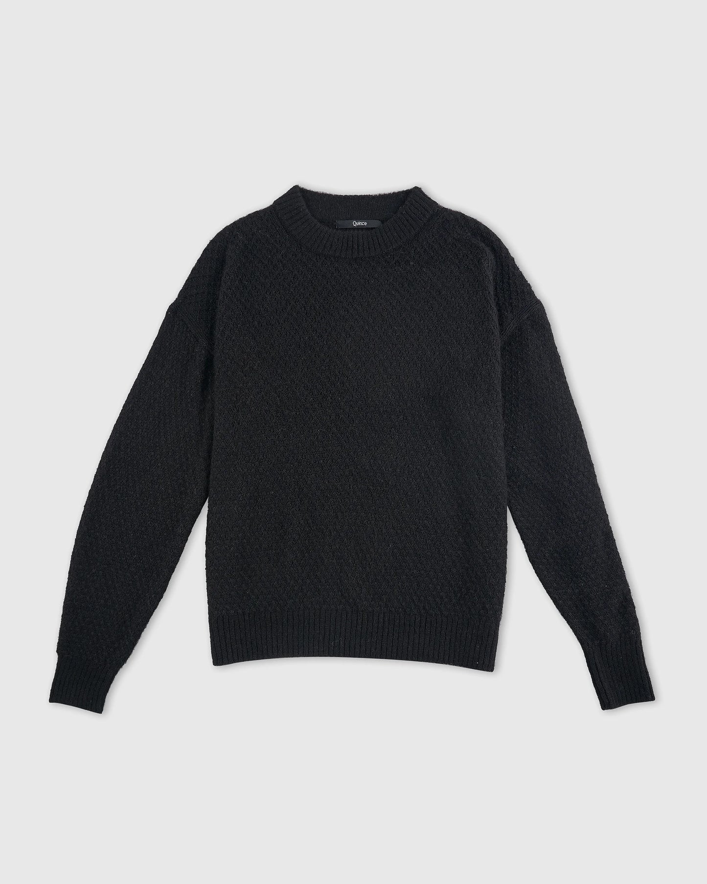 Baby Alpaca-Wool Diamond Stitch Crew - XS / Charcoal