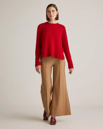 Mongolian Cashmere Boxy Crewneck Sweater - XS / Faded Denim/Brown/Ivory Variegated Stripe