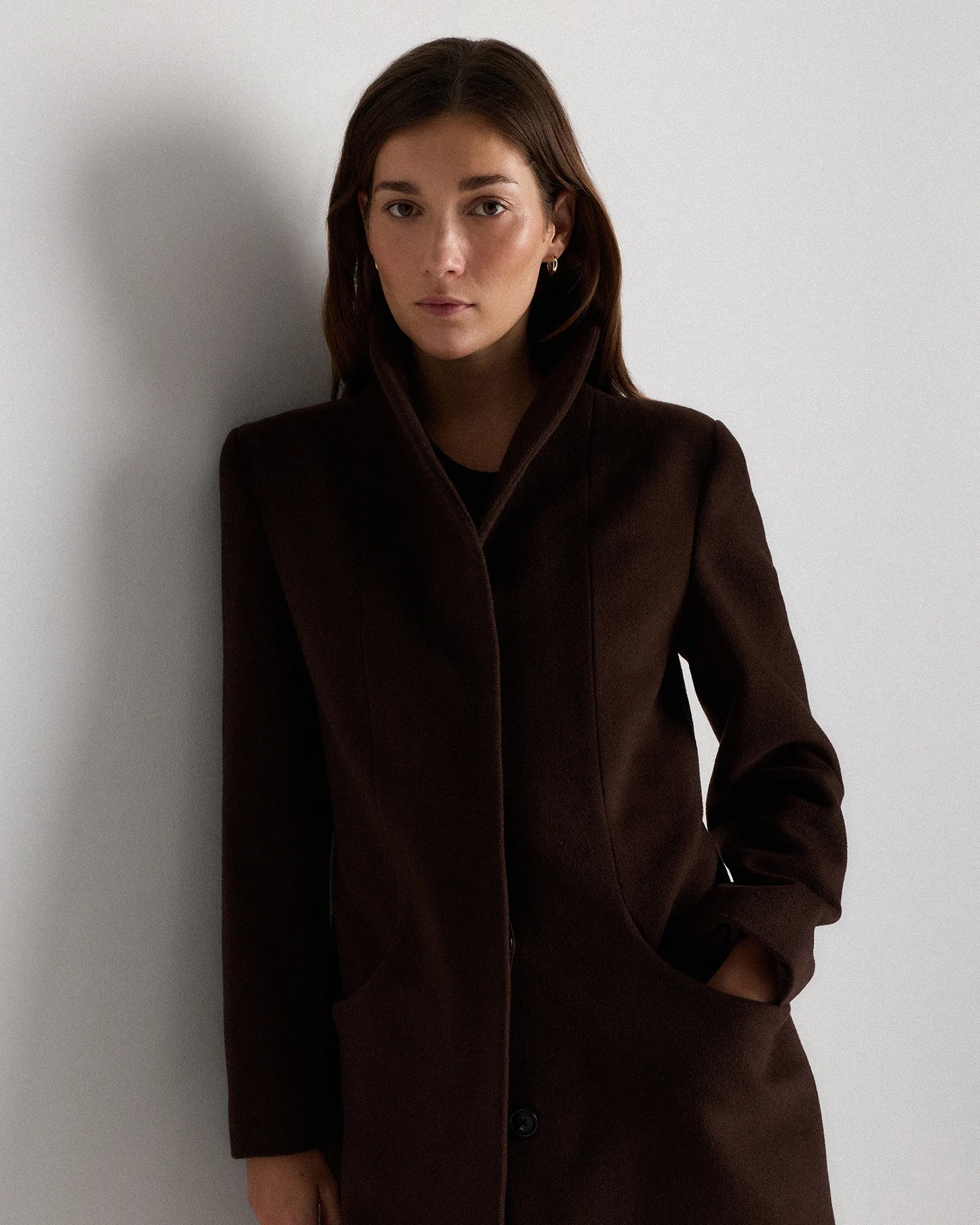 Wool Cashmere Cocoon Coat - XS / Dark Chocolate