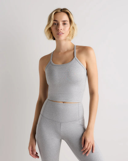Ultra-Soft Y-Back Cropped Bra Tank - XS / Heather Black