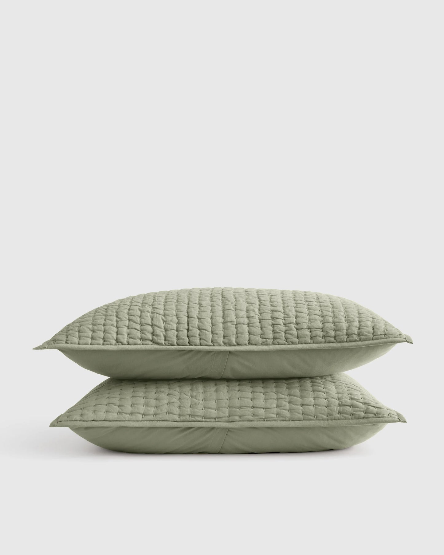 European Linen Cotton Stitch Sham Set - Standard / Stone