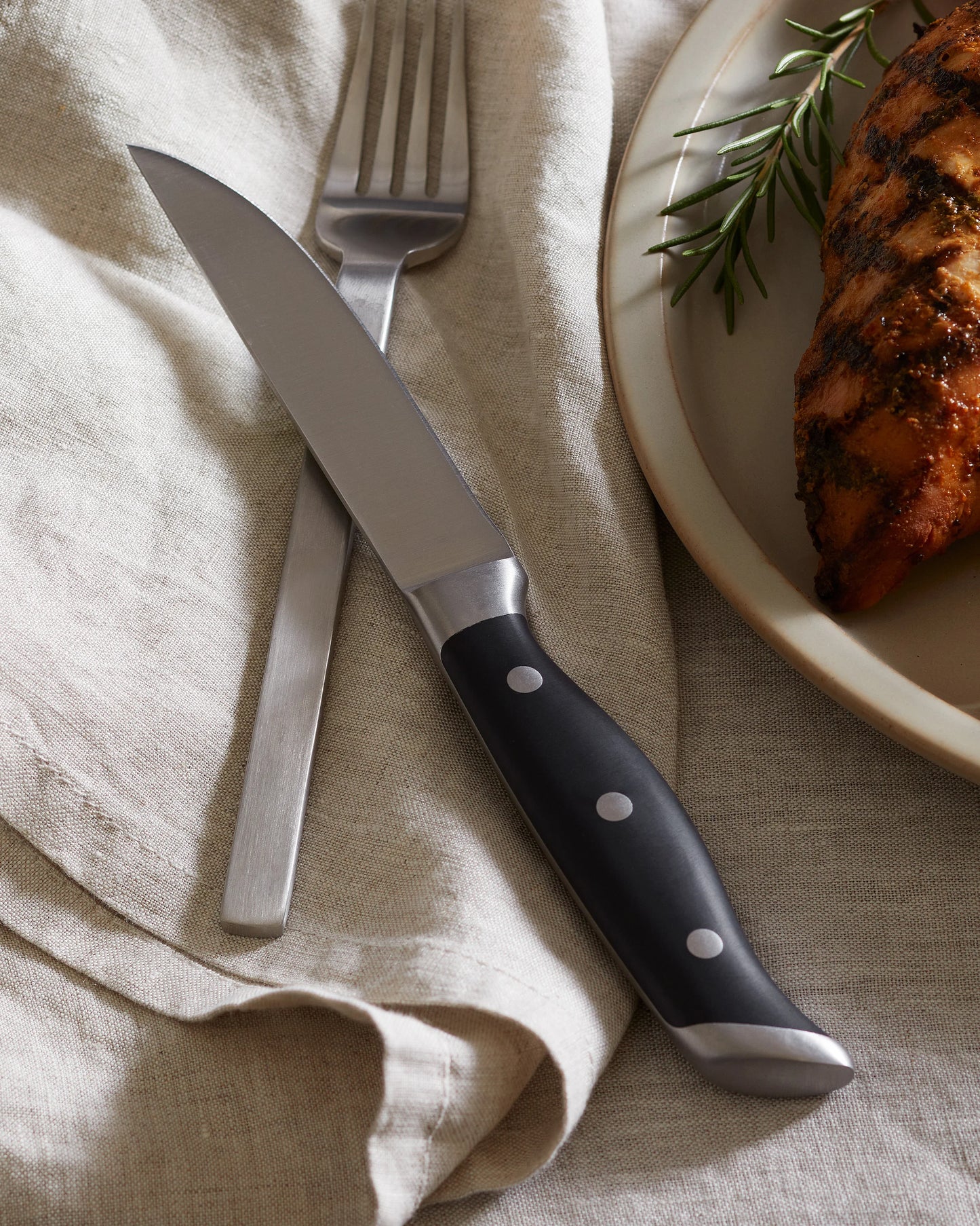 German Stainless Steel Steak Knife Set - One Size / Black
