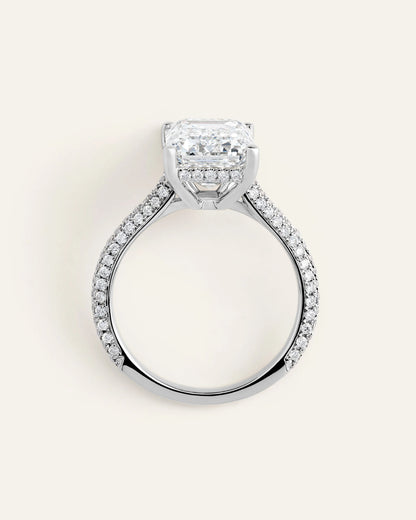 Lab Grown Diamond Emerald Pave Cathedral Engagement Ring - 5ct - 4 / Yellow Gold