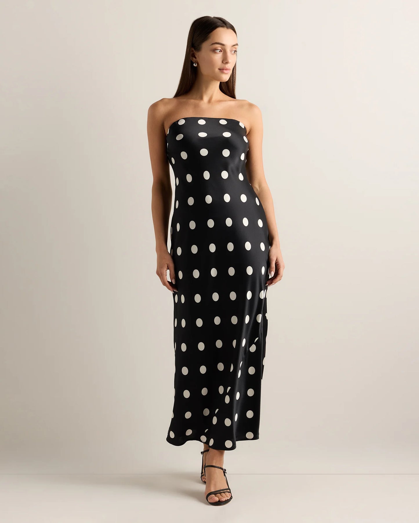 100% Washable Silk Strapless Midi Dress - XS / Hot Fudge