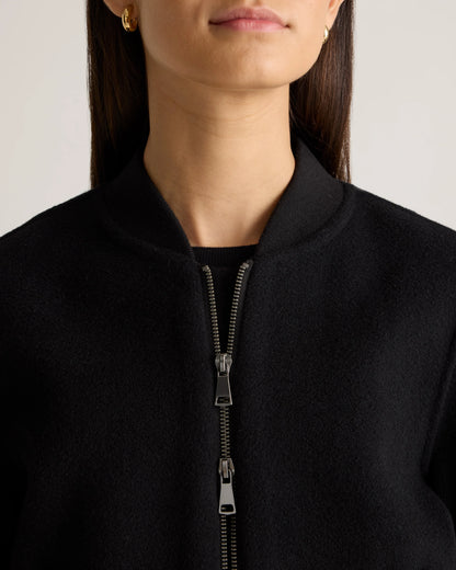 Double-Faced Merino Wool Bomber Jacket - XS / Black